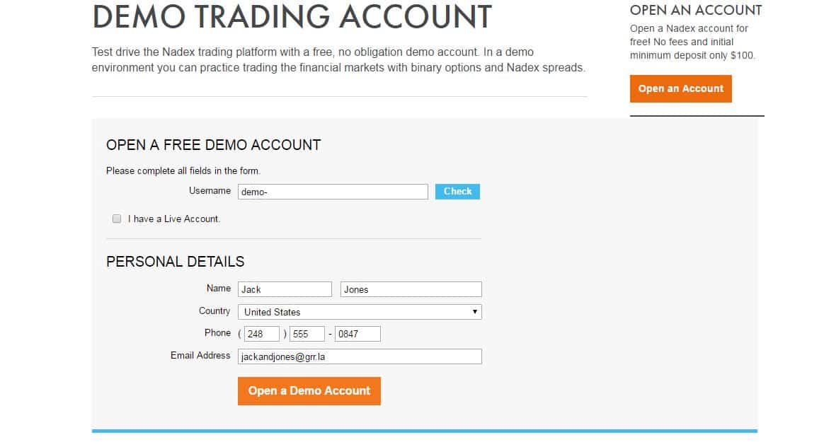 binary options practice trading account